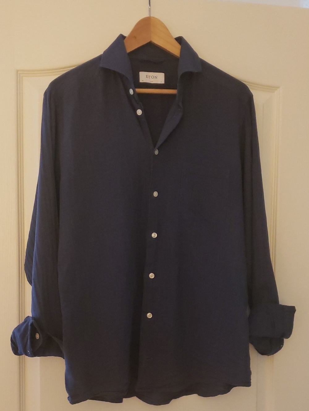 Eton Navy Blue Button-Down Shirt
